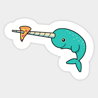 Narwhals Love Pizza Sticker